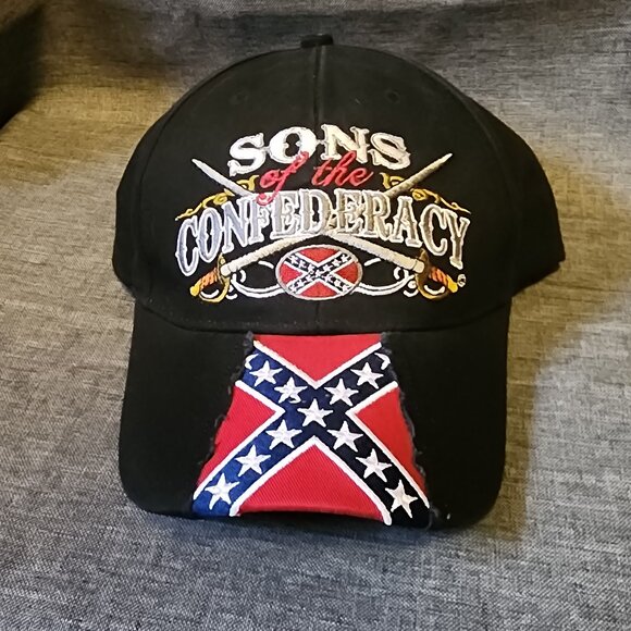 Capsmith Black Embroidered Sons Of The Confederacy Rebel Flag Hat - Picture 1 of 8